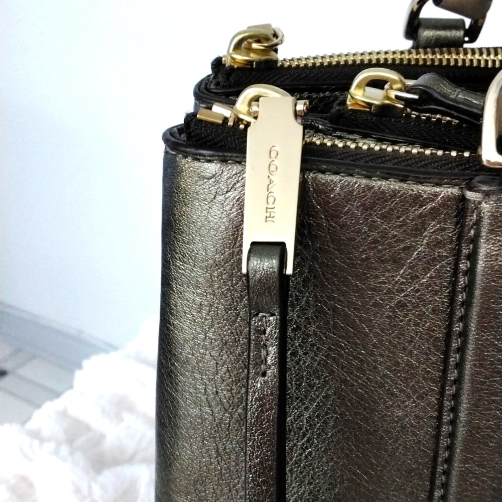 Coach Borough Bag in Metallic Leather (C1420  F32323) large - Picture 3 of 12
